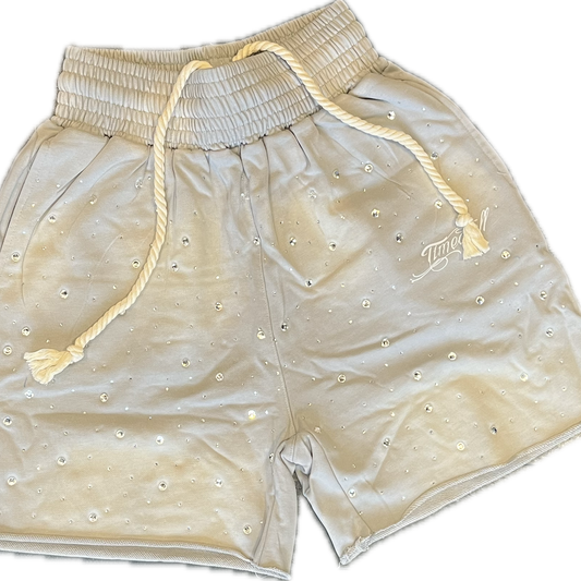 Time a Tell Diamond Studded Shorts (Grey) shoptimeatell
