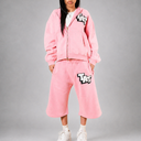 RHINESTONE HOODIE AND SHORTS SET SPRING EDITON (PINK) shoptimeatell