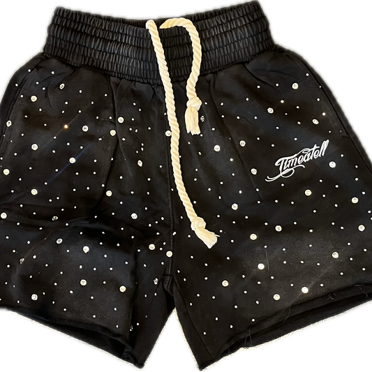Time a Tell Diamond Studded Shorts (Black) shoptimeatell