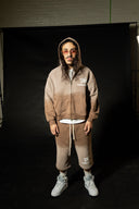 TIME A TELL HOODIE AND SHORTS SET ( WASHED BROWN)