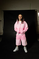 TIME A TELL HOODIE AND SHORTS SET WASHED PINK