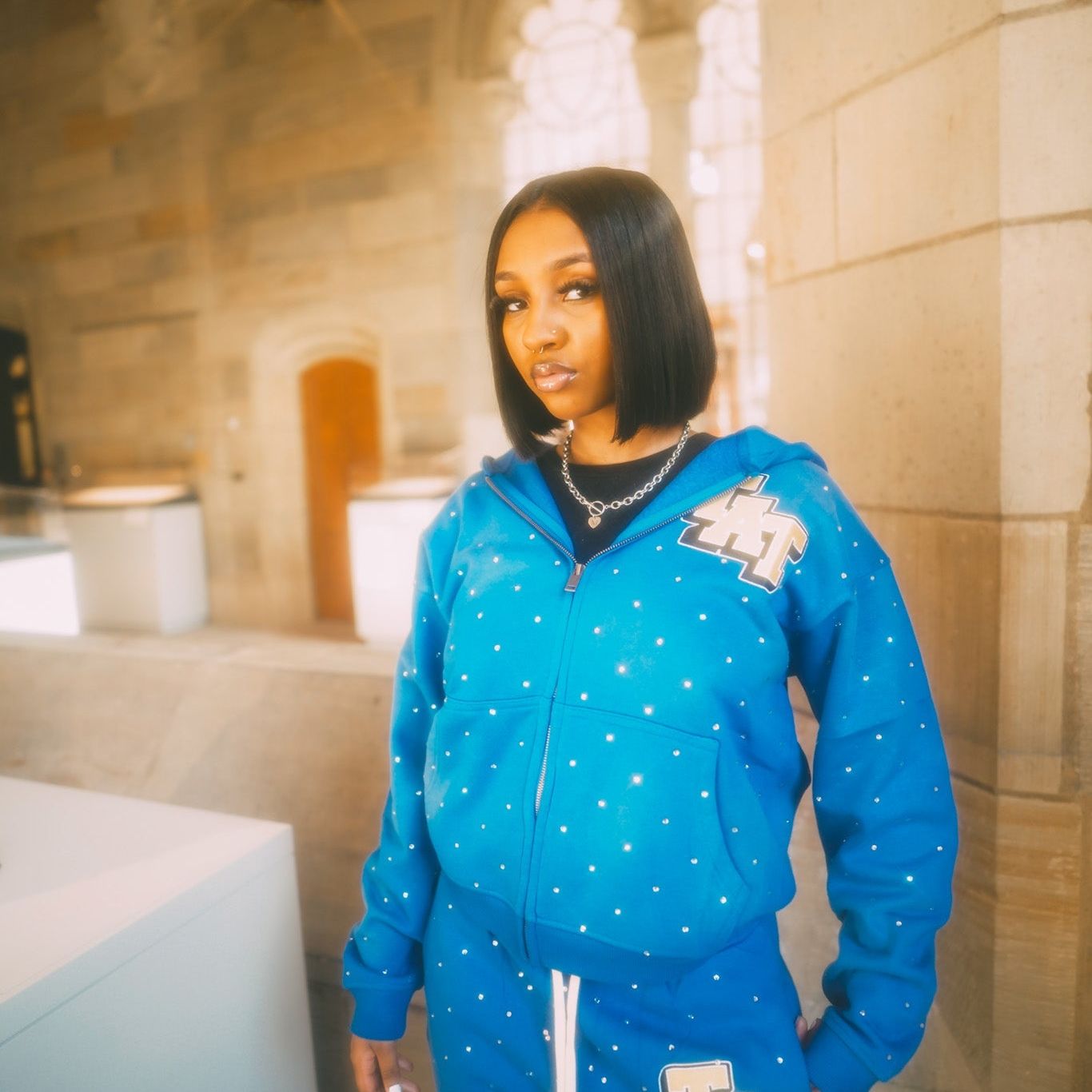 Rhinestone Sweatsuit (Blue/Yellow) shoptimeatell
