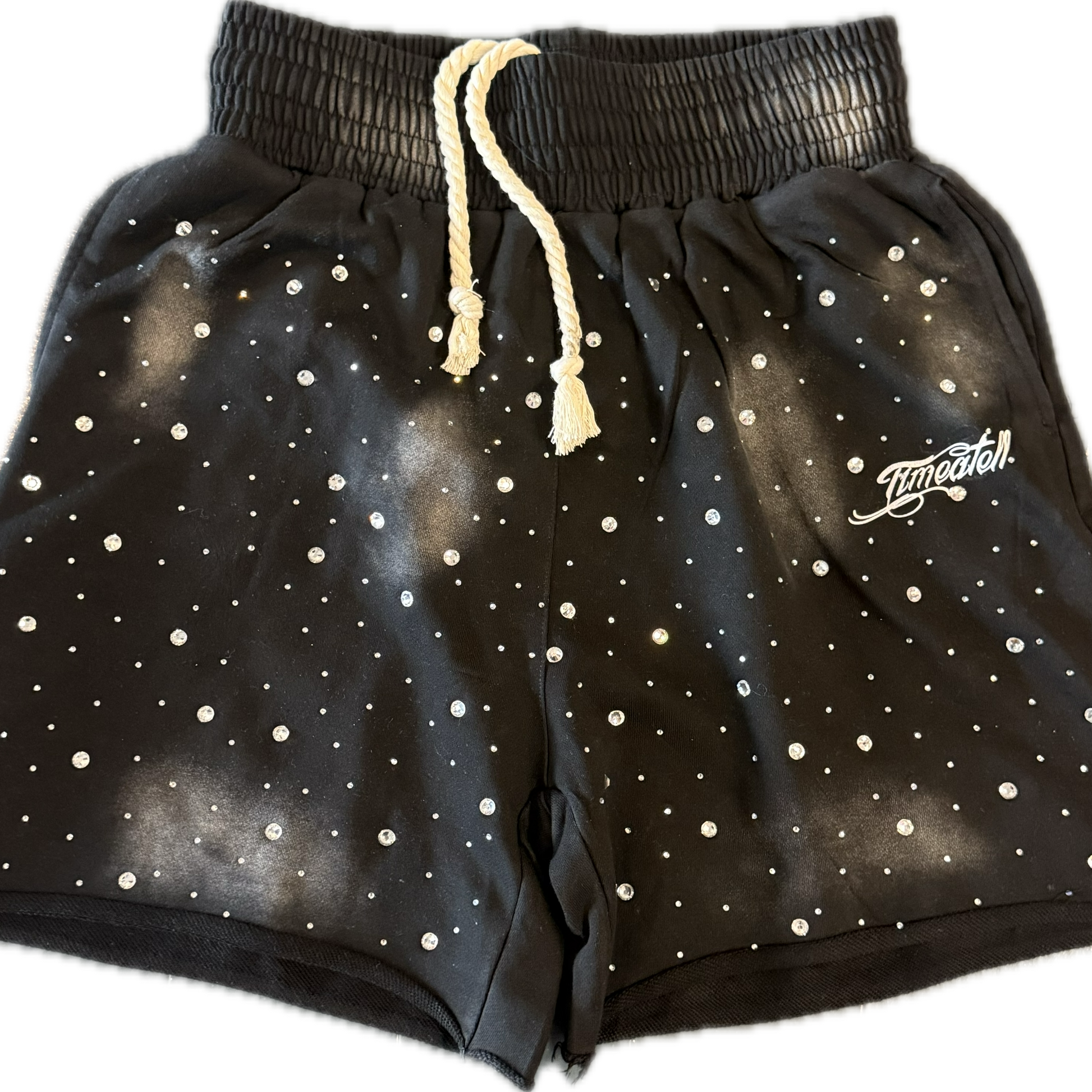 BLACK RHINESTONE SHORTS shoptimeatell