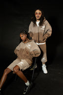 TIME A TELL HOODIE AND SHORTS SET ( WASHED BROWN)