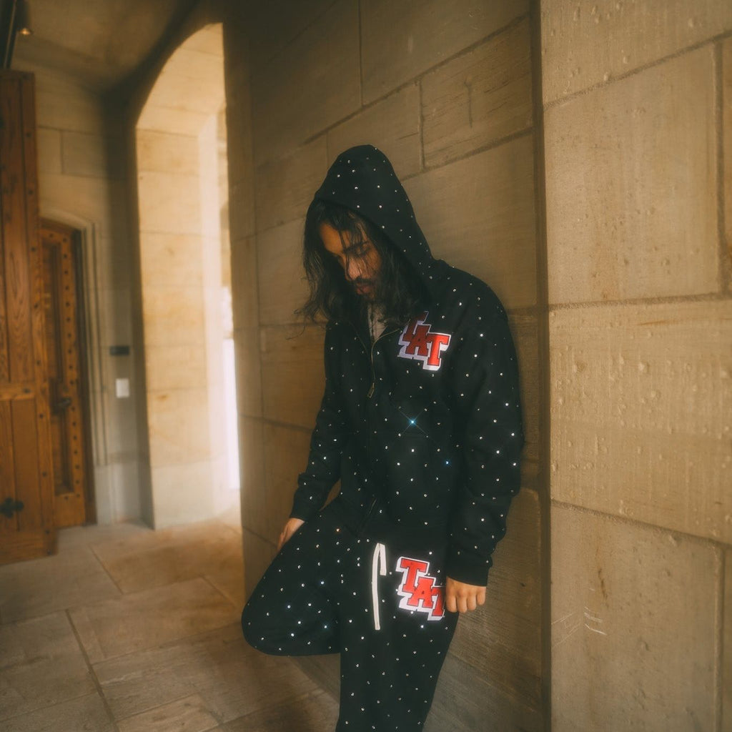 Rhinestone Sweatsuit (Black/Red) shoptimeatell