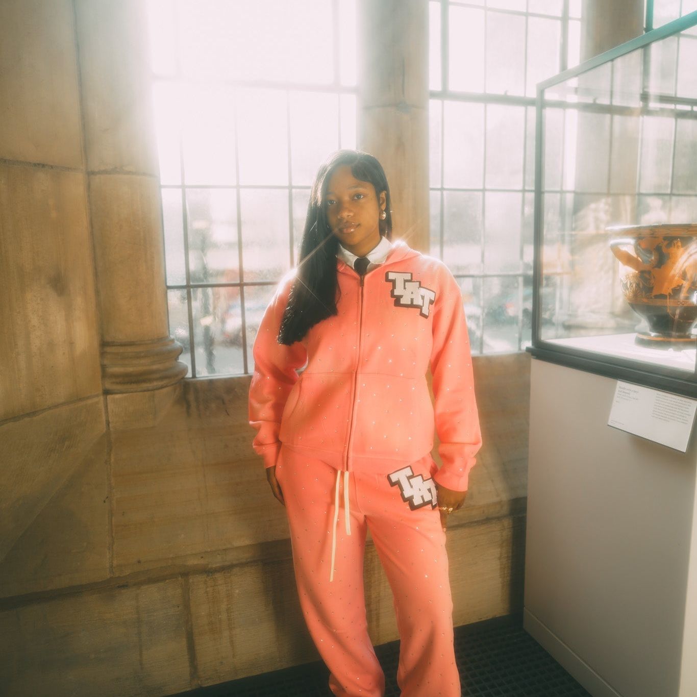 Rhinestone Sweatsuit (Pink/White) shoptimeatell