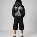 RHINESTONE HOODIE AND SHORTS SET SPRING EDITON ( BLACK ) shoptimeatell