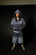 TIME A TELL WASHED BLUE HOODIES AND SHORTS SET