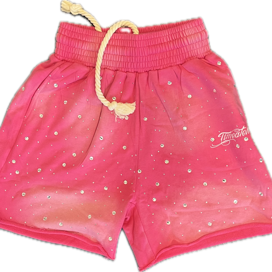 Time a Tell Diamond Studded Shorts (Pink) shoptimeatell