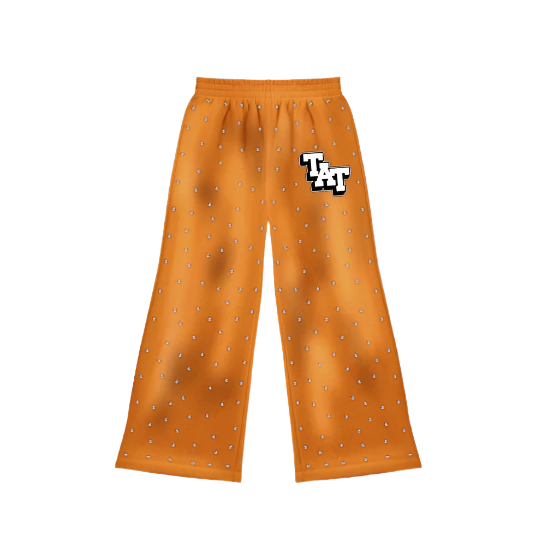 Diamond Studded Track Sweatpants (Orange)