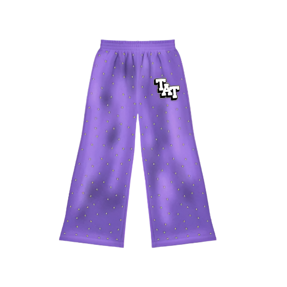 Diamond Studded Track Sweatpants (Purple)