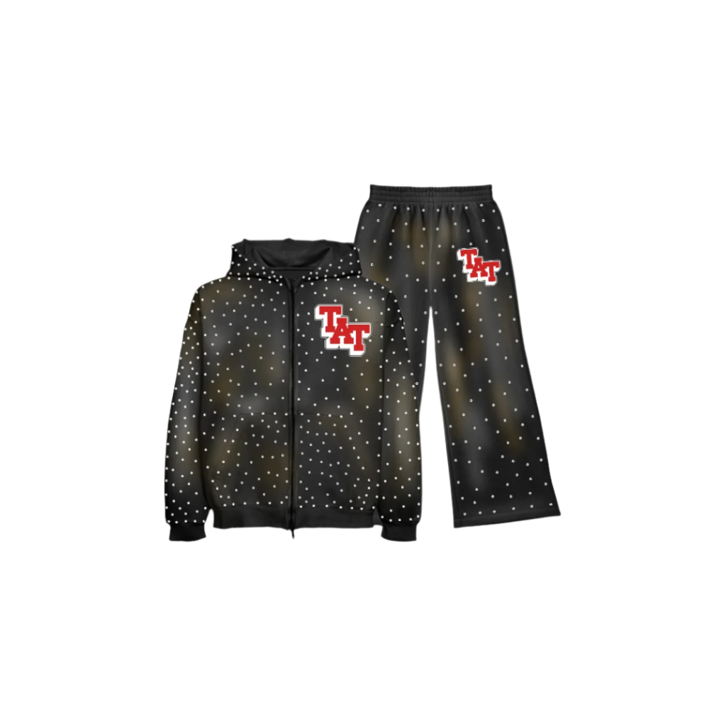 Time a Tell Diamond Sweatsuit (Black/Red) shoptimeatell