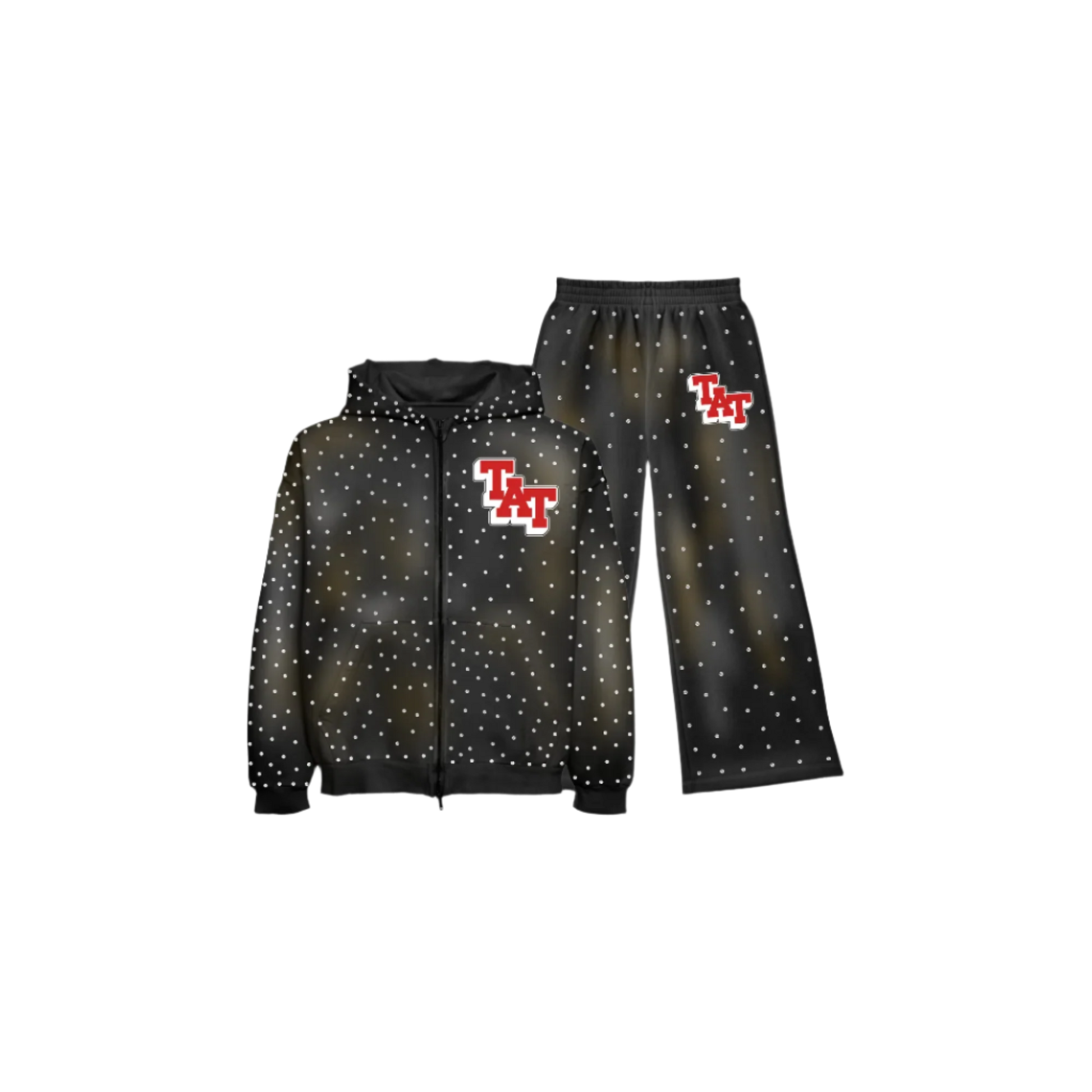 Time a Tell Diamond Sweatsuit (Black/Red) shoptimeatell