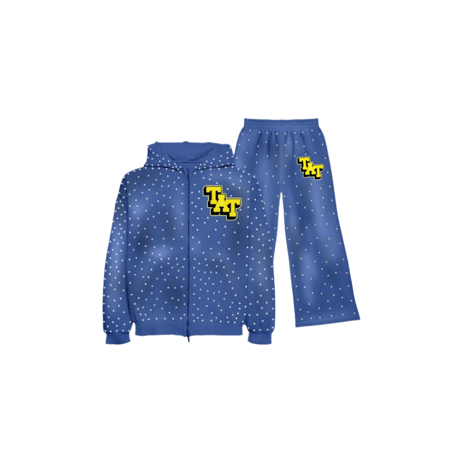 Blue and yellow sweatsuit on sale